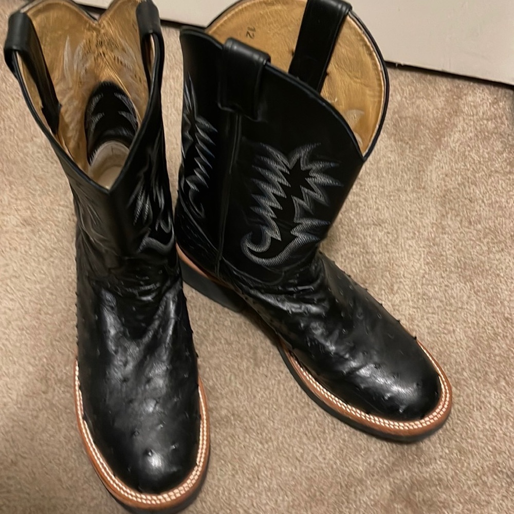 Mens Justin Full Quill Ostrich boots technocrepe sole